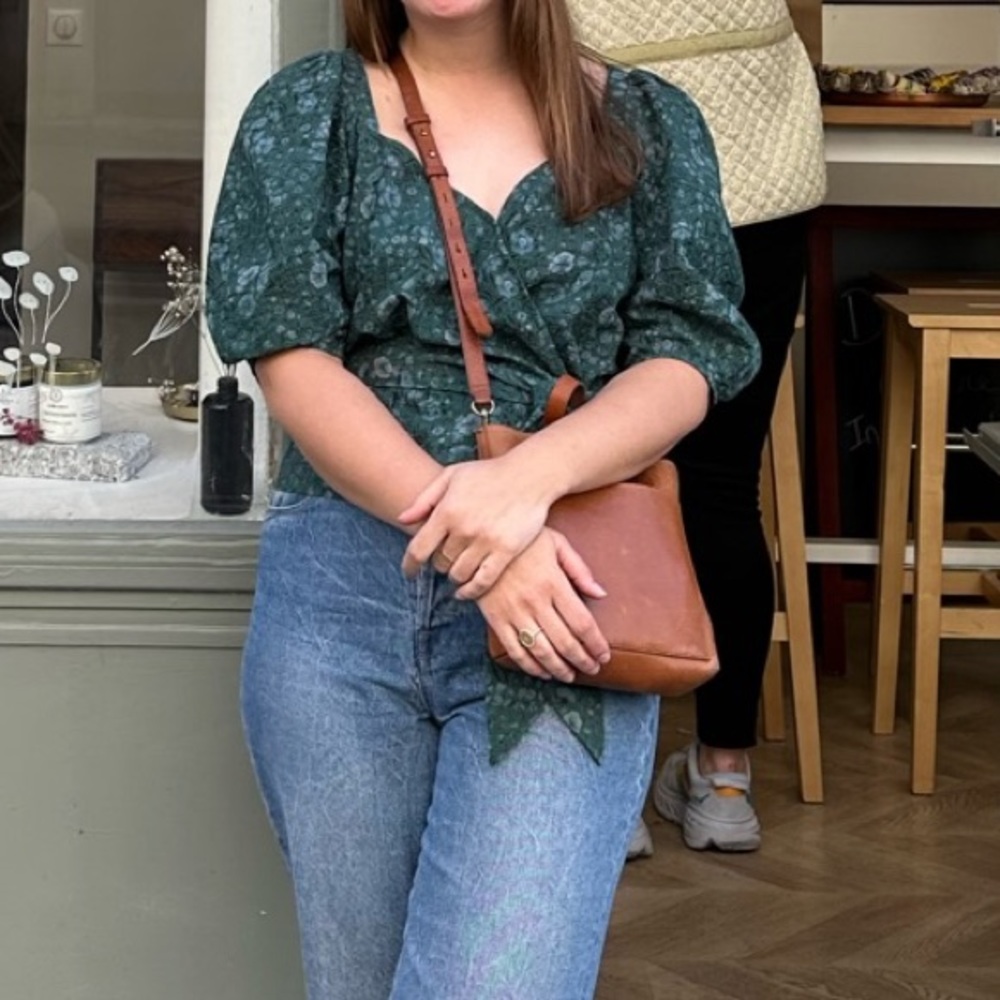 Madewell Woodland Floral Seersucker Sweetheart Wrap Top